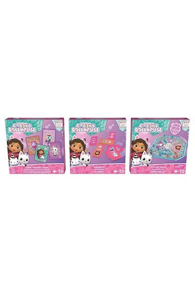 SPIN MASTERR Set of 3 Gabby's Dollhouse Games - Dominoes, cards and pop up game