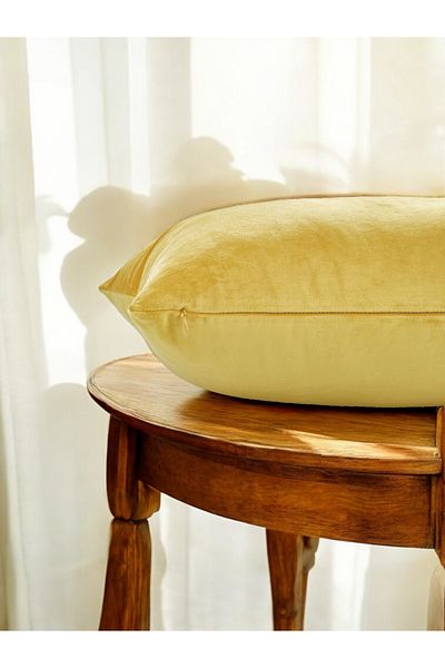 ASDİVA Malcolm Yellow Velvet Soft Fabric Decorative Throw Pillow Case 40X40