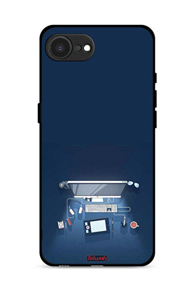Tolwak غطاء حماية لجهاز Apple iPhone 16e بتصميم فني على شكل مكتب كمبيوتر