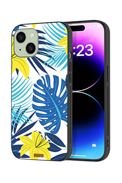 Tolwak غطاء حماية لجهاز آيفون 15 بلس من آبل، مزين برسومات ريش وزهور