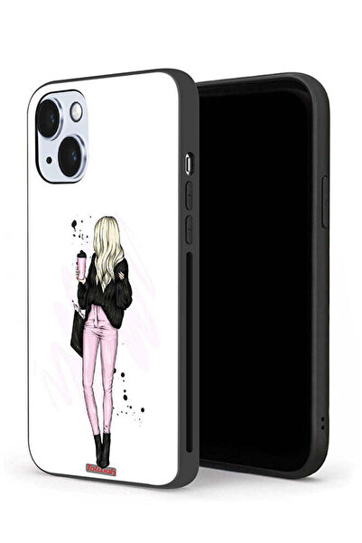 Tolwak جراب حماية لجهاز Apple iPhone 14 Plus، فتاة تحمل كوب قهوة