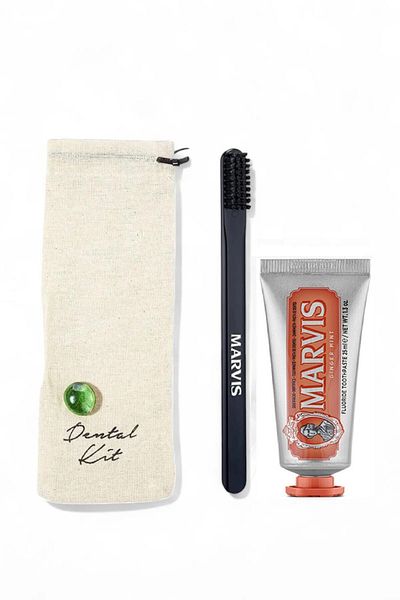 Marvis Ginger Mint Toothpaste 25 ml + Medium Hard Black Toothbrush Dental Kit
