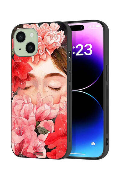 Tolwak غطاء حماية لجهاز آيفون 15 بلس من آبل، وجه فتاة مخفي في فن الزهور