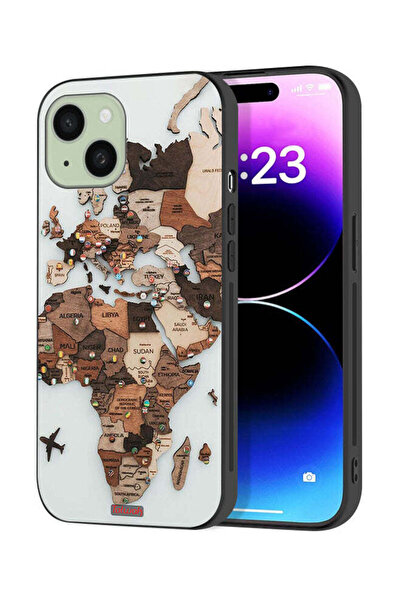 Tolwak Apple iPhone 15 Plus Protective Case Cover World Map Art