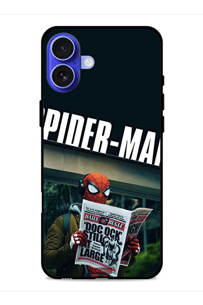 Tolwak غطاء حماية لجهاز Apple iPhone 16 Plus بتصميم سبايدرمان يقرأ صحيفة
