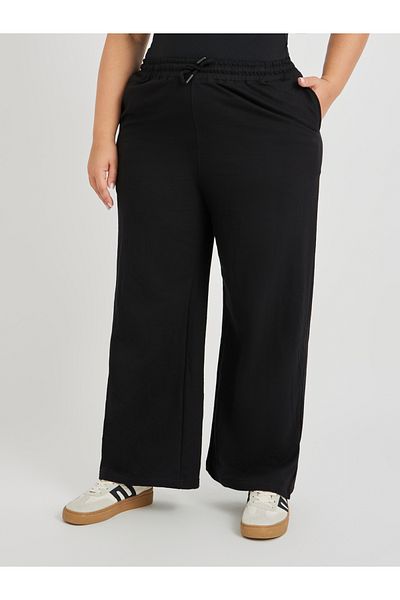 Styli Plus Size Wide Leg Joggers with Drawstring