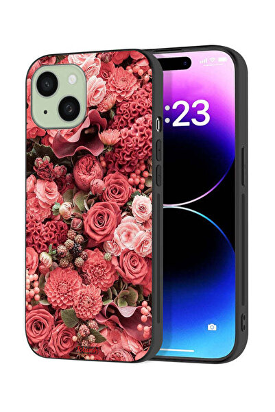 Tolwak Apple iPhone 15 Plus Protective Case Cover Peach Roses