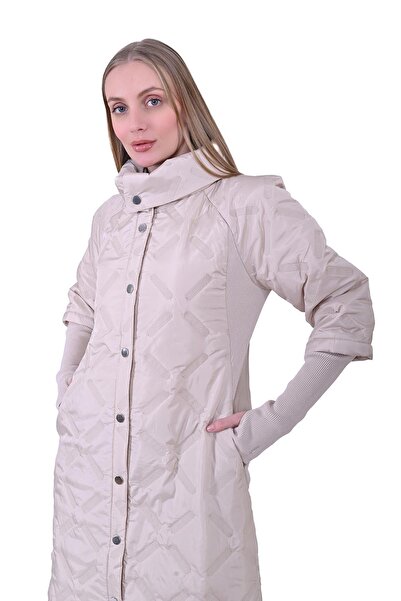 Invee معطف مبطن مع قفازات بيج