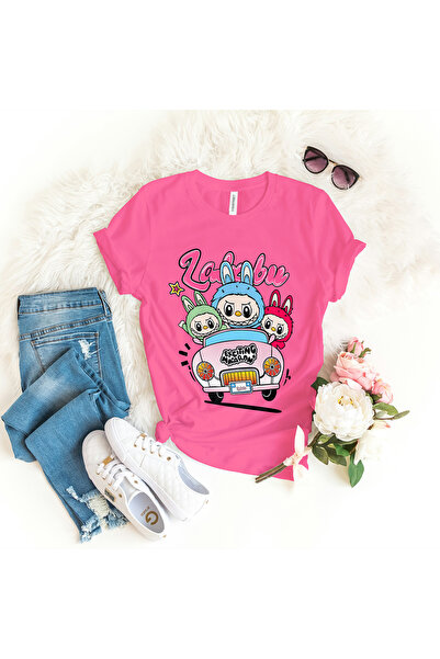 Yoo Street Labubu Printed T-Shirts for Women (4-Pack) – Fun Cartoon Style, Soft Cotton, Everyday Wear