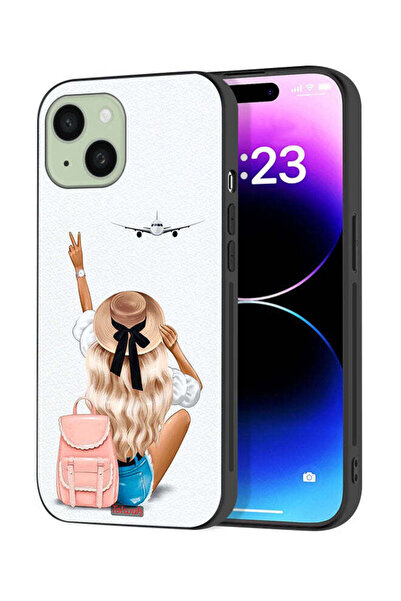 Tolwak Apple iPhone 15 Plus Protective Case Cover Girl Love Travel