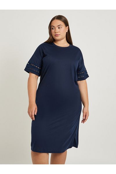 Styli Plus Size Circle Lace Broderie Trim Sleep T-Shirt