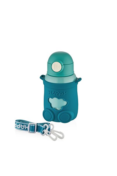 Shotay ST-8816 480ml Askılı Silikon Kılıflı Pipetli Yeşil Çelik Matara