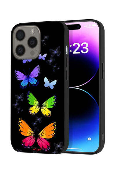 Tolwak غطاء حماية لهاتف Apple iPhone 15 Pro بنقشة فراشات ملونة