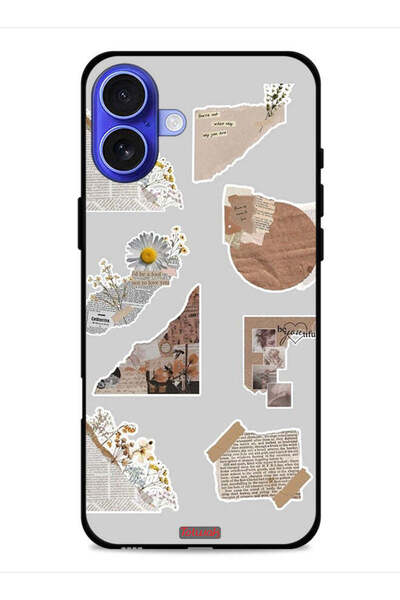 Tolwak غطاء حماية لجهاز Apple iPhone 16 Plus مصنوع من قطع من الملصقات الورقية