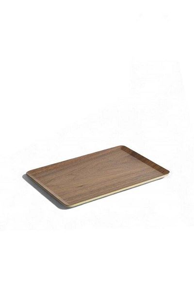 Trust Pro Rectangular Natural Walnut Wood Veneer Serving Tray Dark Brown 28X20CM