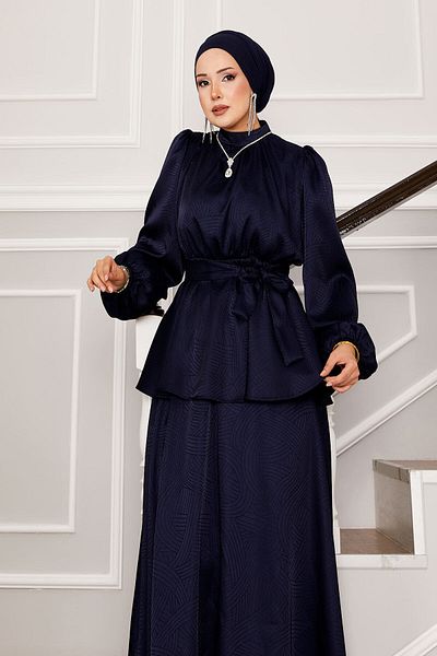 EBRUTESETTÜR Beli Gathered Belted Jacquard Suit