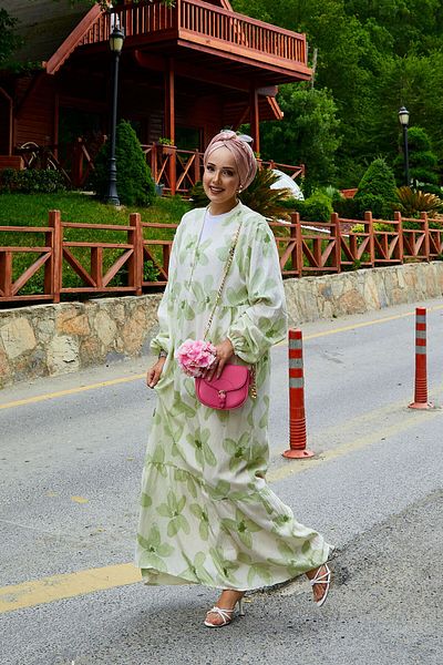 EBRUTESETTÜR Battal Size Half Button Patterned Dress
