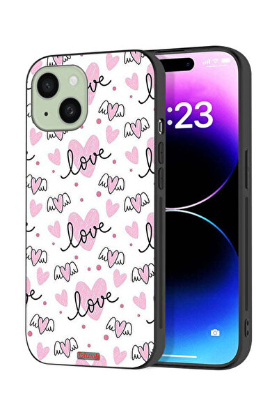 Tolwak Apple iPhone 15 Plus Protective Case Cover Love And Heart Art Pattern