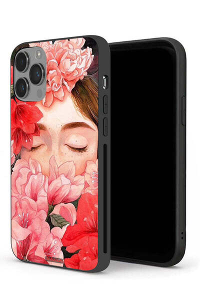 Tolwak جراب حماية لجهاز Apple iPhone 14 Pro بتصميم وجه فتاة مختبئة بين الزهور