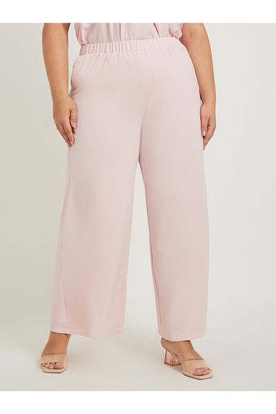 Styli Plus Size Solid Elasticated Waistband Wide Leg Pants