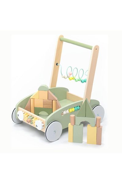Factory Price - Enzo 5 in 1 Learning Wooden Baby Walker with Activity Center - Green