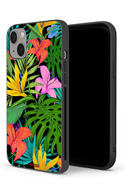 Tolwak جراب حماية لجهاز Apple iPhone 13 بنمط أوراق الزهور الاستوائية