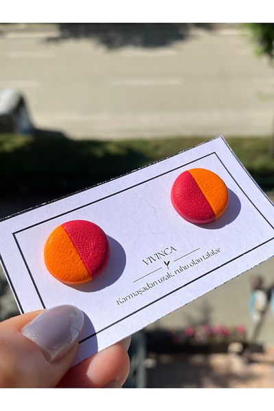 VIVINCA Handmade Polymer Clay Colorful Vibrant Lightweight Earrings - Vivinca Sunset Pop