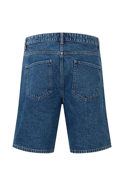Solid Pantaloni scurți din denim pentru bărbați, albaștri, SOLID-21107657 700029 MIDDLE BLUE DENIM