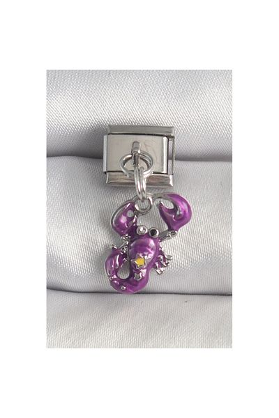Skygo 316L Steel Silver Color Hanging Purple Crab Model Star Detail Nomination Charm - Tj-Bc1375