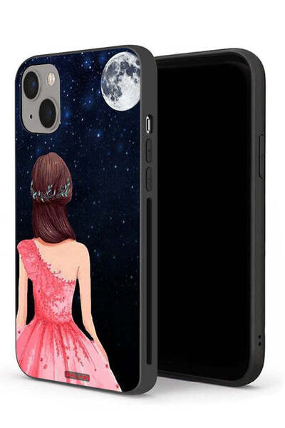 Tolwak جراب حماية لجهاز Apple iPhone 13 mini برسومات فتاة وقمر