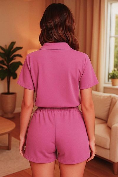 FashionForYou Silka Women's Set, With Shorts And Sports T-shirt, Pink, Xl