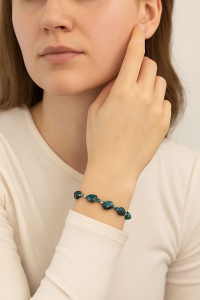Safnaturel Igsl Certified Blue Apatite Natural Cut Natural Stone Macrame Bracelet