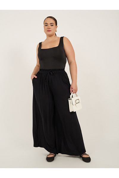 Styli Plus Size Wide Leg Pants with Drawstring