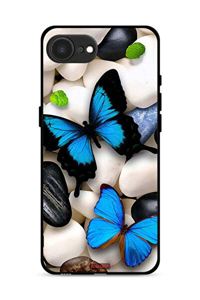 Tolwak غطاء حماية لجهاز Apple iPhone 16e بنقشة فراشات على أحجار