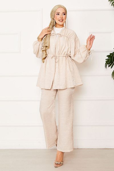 EBRUTESETTÜR Drawstring Detailed Waist Tunnel Kimono Suit
