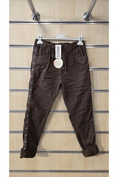Park Moda Italian Trousers with Cross Stone Detail on the Sides