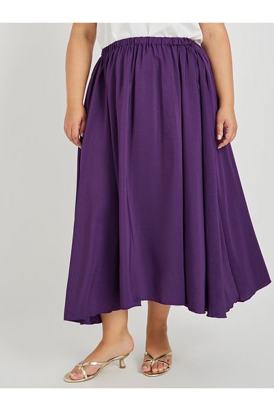 Styli Plus Size Elasticated Waistband A-Line Maxi Skirt