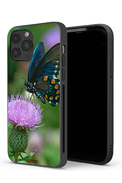 Tolwak جراب حماية لجهاز Apple iPhone 13 Pro بتصميم فراشة تجلس على زهرة