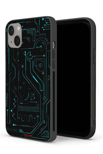 Tolwak جراب حماية لجهاز Apple iPhone 13 mini دوائر فنية رقمية بسيطة شاشات متعددة