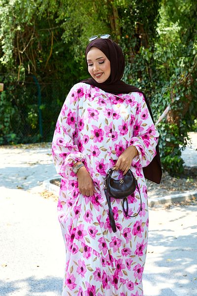 EBRUTESETTÜR Shirt Collar Modal Patterned Hijab Dress
