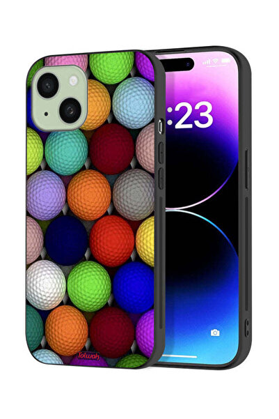 Tolwak Apple iPhone 15 Plus Protective Case Cover Balls Abstract Art