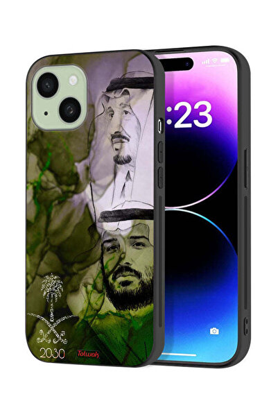 Tolwak غطاء حماية لجهاز آيفون 15 بلس من آبل، ملصق فني للملك سلمان وولي العهد ...