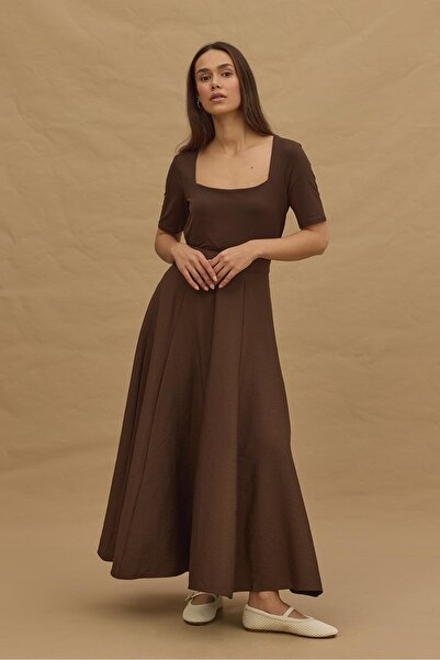 Fahhar Godeli Maxi Skirt Brown