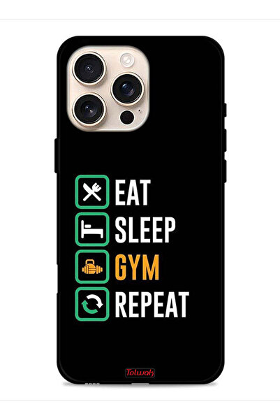 Tolwak غطاء حماية لجهاز Apple iPhone 16 Pro Max، Eat Sleep Gym Repeat
