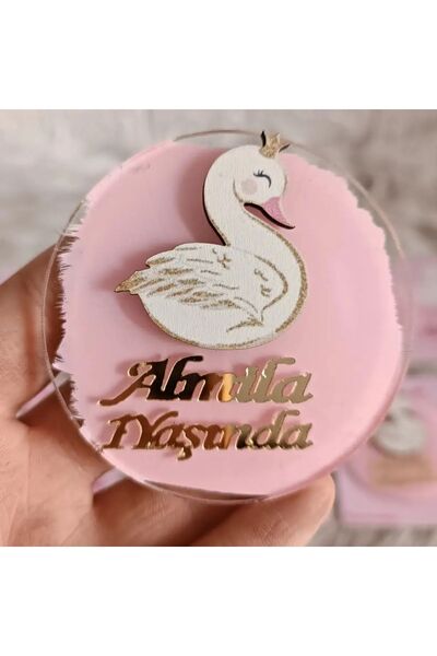 Doğrukan Hediyelik Kuğu figürlü kartlı jelatinli Yenidoğan doğum günü Pleksi ...