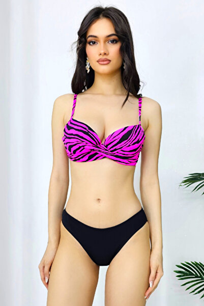 FashionForYou Nataly 3-piece swimsuit, with two types of briefs and push-up bra, Purple
