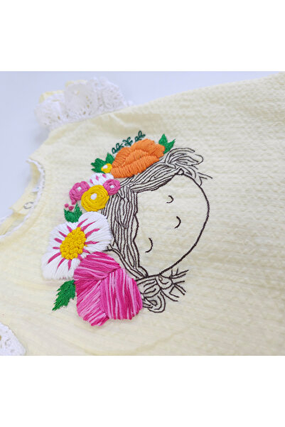 KeeBee Organic Cotton Hand-Embroidered Yellow Girls Blossom Dress