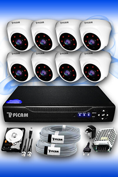 Picam 8 Kameralı Dome 8 Iç Kamera Set 500 Gb Hdd Full Hd Gece Görüşlü Güvenli...