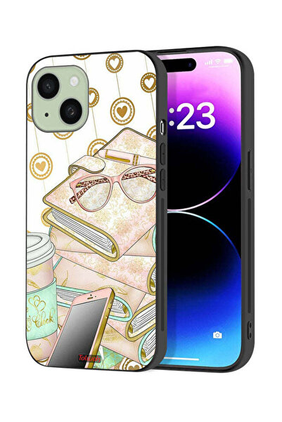 Tolwak Apple iPhone 15 Plus Protective Case Cover Glasses On Books