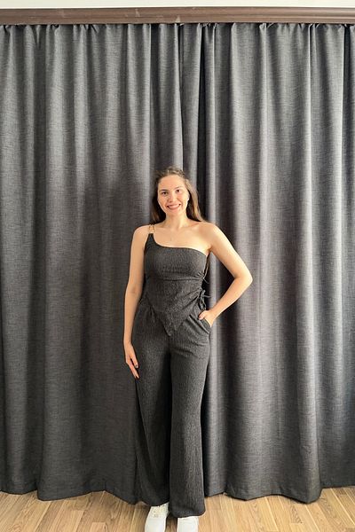 Sorridi Seersucker 2-Piece Set with Single Shoulder Accessory Detail